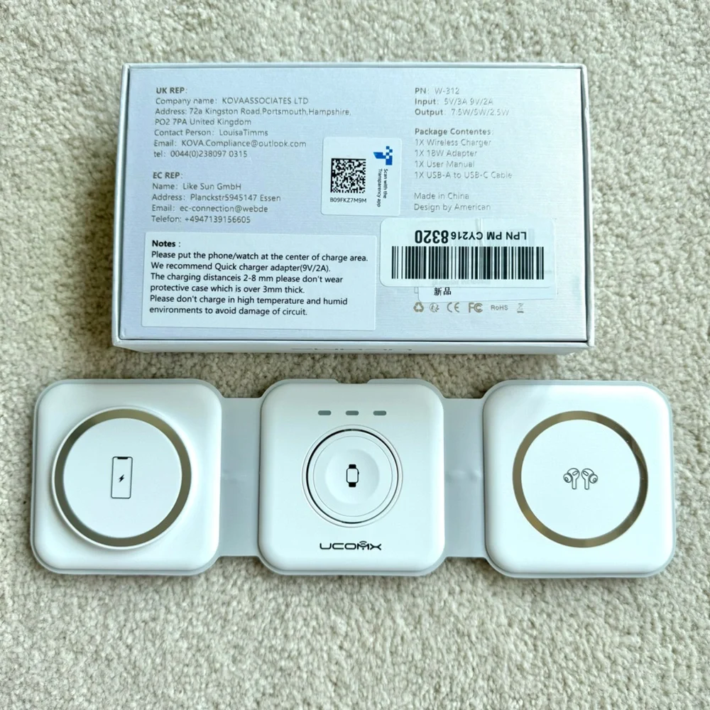3 in 1 Portable Magnetic Wireless Charger Apple Charging Station Watch IPhone